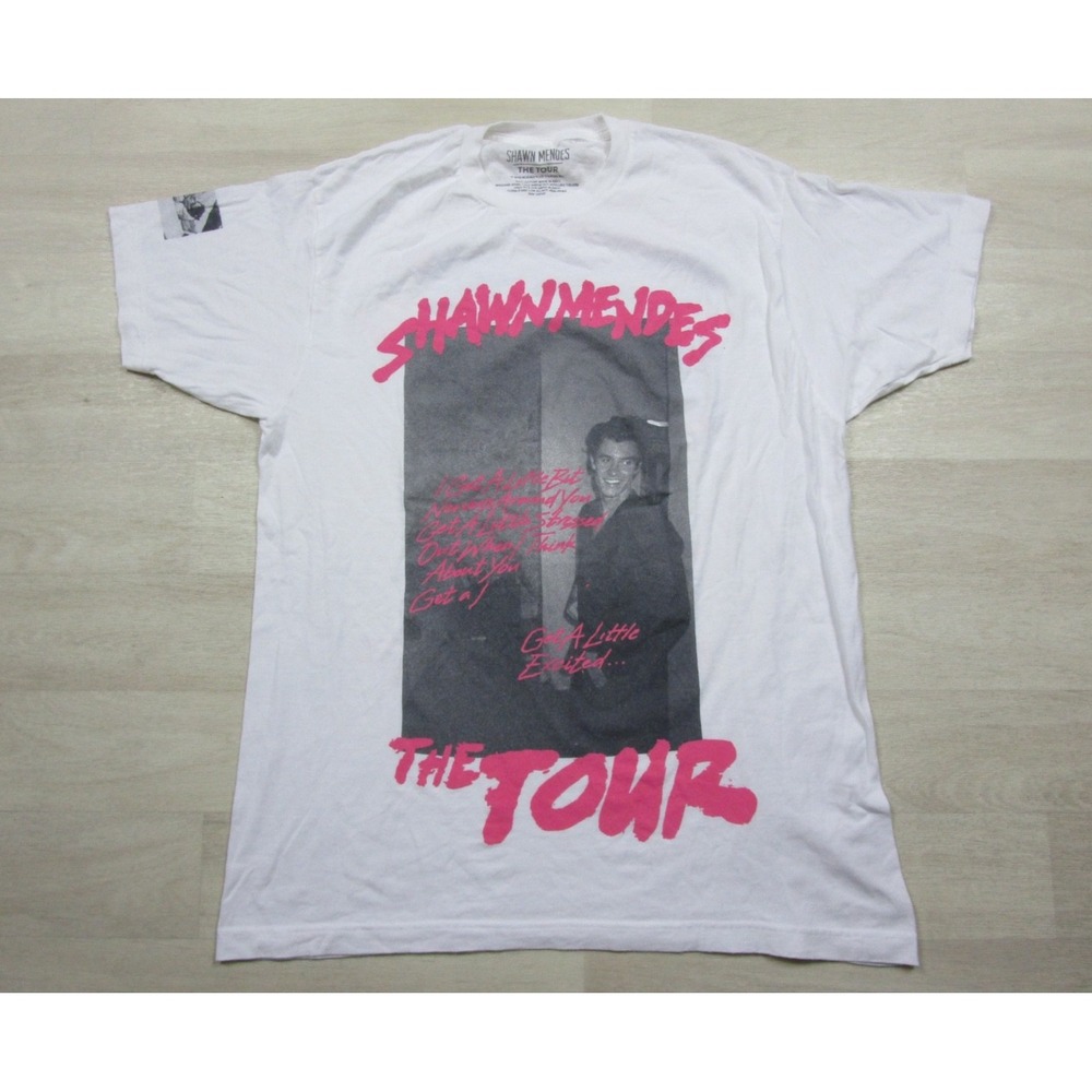 Shawn Mendes "The Tour" T-Shirt (L) 2019 Nervous‎ Lyrics Tee Pop Music